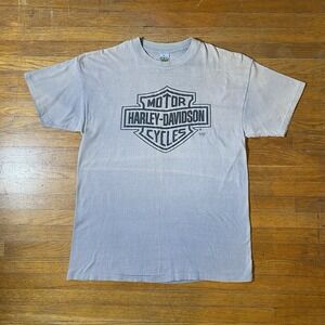 Vintage 1990 3D EMBLEM Harley Davidson Fort Worth Faded Logo T-shirt Men's Large